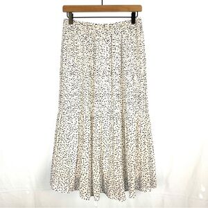 WD.NY Womens White with Black Polka Dot Pleated Chiffon Midi Skirt Size 8 Fairy